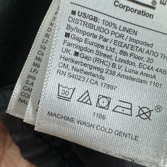 Athleta Retreat 100% Linen Ankle Pant Med. Black Straight Fit High Rise Pull-on - Picture 8 of 9